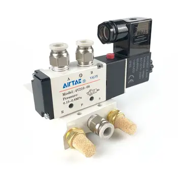 Электромагнитный пневматический клапан AirTAC 4v210-06 4v210-08 220 В контроллер воздушного клапана, реверсивный клапан, электронная катушка клапана 24 В