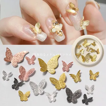 1 Коробка разноцветных подвесок-бабочек для дизайна ногтей с золотыми металлическими заклепками, ультратонкие аксессуары для украшения