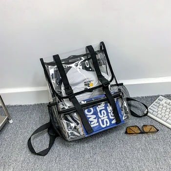 Водонепроницаемый Прозрачный рюкзак из ПВХ, Модный прозрачный рюкзак для студентов, Mochila, Регулируемый плечевой ремень, школьные сумки для коллег