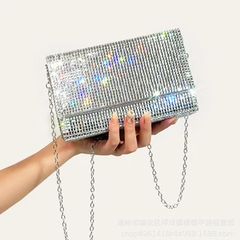 Роскошная сумка-коробка с бриллиантами, хрустальные вечерние сумки-клатчи, модные женские сумки через плечо со стразами, свадебные кошельки 2023 года.