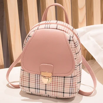 Новый мини-рюкзак, сумка через плечо для девочки-подростка, клетчатая женская сумка для телефона, корейский стиль, новая модная женская сумка 2022 года.