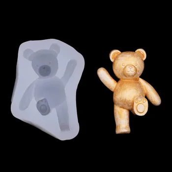 3D Медведь, поднимающий ногу, эпоксидно-силиконовая форма для брелка 