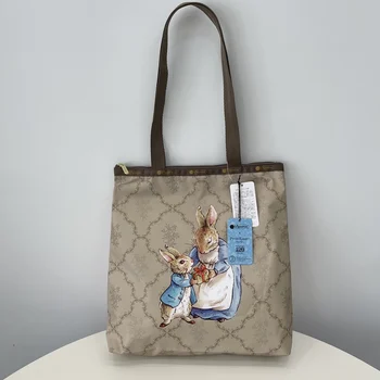 Новая сумка-тоут rabbit с мультяшным рисунком кролика, хозяйственная сумка, повседневная сумка через плечо, нейлоновая сумка с цветами 3531