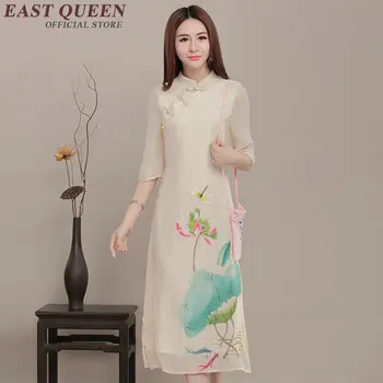 Китайские восточные платья летние платья в восточном стиле lotus modern qipao dress женское элегантное современное платье cheongsam AA704