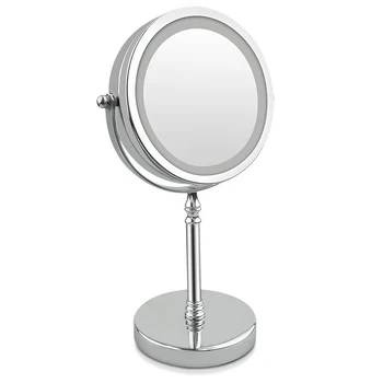 CSHOU158-дюймовое светодиодное зеркало для макияжа с подсветкой, зеркало для макияжа с 10-кратным увеличением, двустороннее зеркало для макияжа с батарейным питанием, вращающееся на 360 градусов