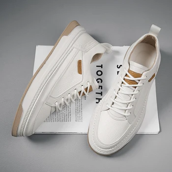 Высококачественные мужские кроссовки, модная брендовая повседневная обувь, роскошная дизайнерская мужская обувь ручной работы, Брендовая Белая обувь для скейтборда на шнуровке.