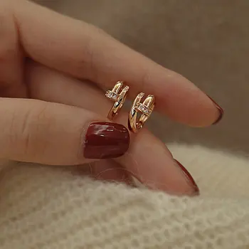 Ювелирные изделия из стерлингового серебра 925 пробы, сверкающие серьги-кольца в форме ногтей с цирконием для женщин, ювелирные изделия премиум-класса, подарок на свадьбу