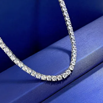 Серебряное ожерелье с радугой 925 пробы, женское легкое роскошное ожерелье с бриллиантами в один ряд, круглой формы, Европа и Америка, 40-45 см