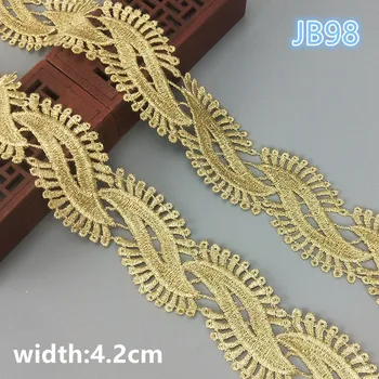 2 ярда 4,2 см шириной золотая водорастворимая вышивка кружевная ткань кружевное ожерелье аксессуары для волос кружевная отделка JB98