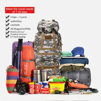 80-литровый тактический рюкзак большой емкости для кемпинга на открытом воздухе, пеших прогулок, ударопрочных водонепроницаемых камуфляжных сумок для альпинизма