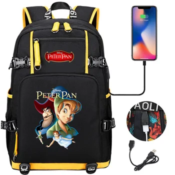 Модный рюкзак Disney Peter Pan Для женщин и мужчин, сумка для ноутбука большой емкости, водонепроницаемый Многофункциональный повседневный рюкзак для зарядки через USB