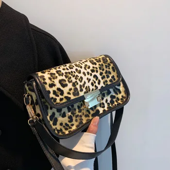 Брендовая дизайнерская женская сумка через плечо с леопардовым принтом, модная простая сумочка, маленькая квадратная сумка через плечо, сумка через плечо