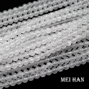 Meihan Оптом Натуральный Ангольский молочный кварц, гладкие круглые рассыпчатые бусины, камень для изготовления ювелирных изделий, дизайн своими руками