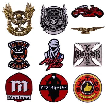 Ретро логотип мотоклуба, Мультяшная брошь-булавка, Интересный Металлический эмалевый значок, толстовка, рюкзак, шляпа, Декоративный подарок фанатам