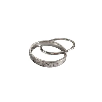 Кольцо из серебра 925 пробы, маленькое и простое модное двойное кольцо, парное кольцо, универсальное серебряное кольцо