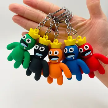 Брелок для ключей Rainbow Friends с мультяшной трехмерной личностью, брелок для ключей Rainbow Buddy Doll, подарочные брелоки для женщин