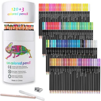KALOUR Premium 120 цветных карандашей, мягкий сердечник для художников, яркий цвет для рисования, растушевка, ручка-раскраска для взрослых и детей