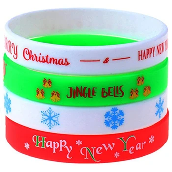 30шт Веселых Рождественских зеленых Красных Белых браслетов Силиконовые браслеты