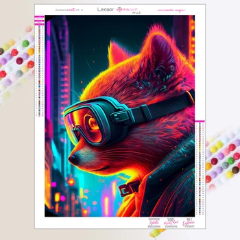 5D DIY Алмазная Живопись Animal Art Cyber Style Иллюстрация Полный Набор Вышивки Крестом Изысканный Подарок На День Рождения Украшение Стены Комнаты