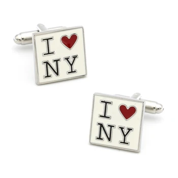 Мужская запонка I LOVE NEW YORK из меди Белого цвета