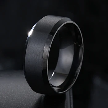 Новое модное панк винтажное классическое кольцо 8 мм Мужское черное ювелирное изделие из нержавеющей стали, обручальное кольцо для мужчины