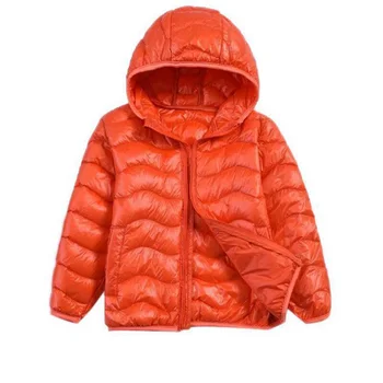 Осенне-зимняя детская верхняя одежда, куртка для маленьких мальчиков и девочек, пуховик, теплая куртка на белом утином пуху с капюшоном RT076