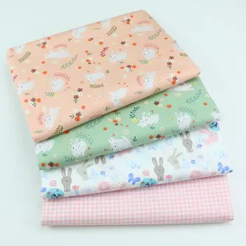 100% Хлопчатобумажные ткани с принтом розового кролика для шитья своими руками, текстиль tecido, ткань для лоскутного шитья, постельные принадлежности, квилтинг