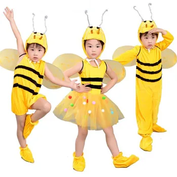 Детское животное Пчела в желтую полоску Ролевая игра Танцевальная вечеринка Комбинезон для мальчиков и девочек Реквизит Косплей Костюм на Хэллоуин