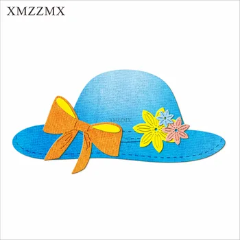 XMZZMX Цветы, шляпа с солнечной батареей, металлические штампы для изготовления открыток, наборы для тиснения, бумажные штампы для вырезания, шаблоны для альбомов, трафареты