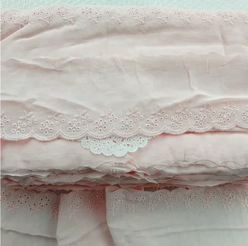 2 метра хлопчатобумажной ткани с цветочным узором, розовая хлопчатобумажная кружевная отделка, аппликация для шитья шириной 10 см
