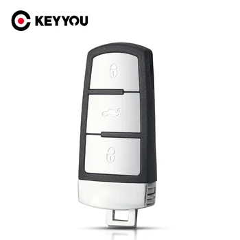 KEYYOU 10шт Для VW Passat B6 3C B7 Magotan CC 3 Кнопки Smart Remote Keyless Чехол Для Ключей Автомобиля