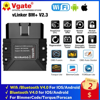 Vgate vLinker MC + ELM327 Bluetooth 4,0 OBD2 сканер WIFI Автомобильный диагностический сканер для FORScan для Android/IOS считыватель кода