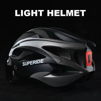 Сверхпрочный Перезаряжаемый Велосипедный шлем MTB с защитными очками и солнцезащитным козырьком Спортивный велосипедный шлем с фонарем заднего вида Уличный дорожный велосипедный шлем