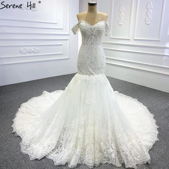 Serene Hill Белое Сексуальное Свадебное платье Русалки 2023 Винтажное Свадебное платье Без рукавов Высокого класса На шнуровке CHM67130