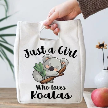 Просто Девушка, Которая Любит Женские Сумки Для ланча С принтом Коалы Harajuku Animal Tote Bag Foods Портативные Изолированные Сумки Koalas Lunch Bag