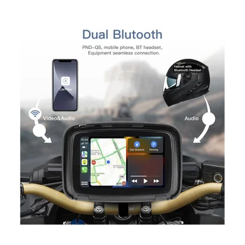 Водонепроницаемый дисплей для мотоцикла IPX7 5-дюймовый беспроводной дисплей для мотоцикла Apple Carplay Android Auto Портативный навигационный экран