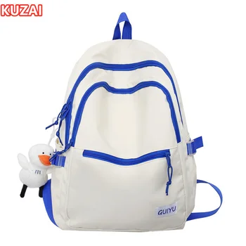 Школьные сумки KUZAI для девочек, сумка для книг для колледжа, женская мода, простой рюкзак для ноутбука, школьный рюкзак, милая кукла-уточка