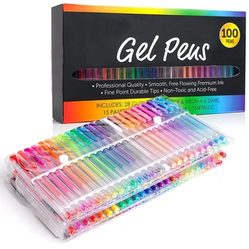 Набор гелевых ручек Creative Flash 100 цветов, блестящая гелевая ручка для раскрасок для взрослых, Акварельная ручка, масляная гелевая ручка, художественные маркеры