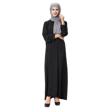 Исламская женщина Этнический Сплошной цвет Черный Макси Рамадан Тобе Мусульманский Ближний Восток Саудовская Аравия Женское платье с длинными рукавами Абая