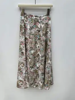 Женская юбка с принтом Пейсли, кружевная юбка на пуговицах сбоку, Весна-лето, новый стиль 2023