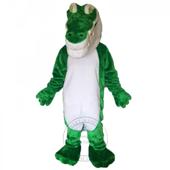 Взрослый размер, зеленый костюм талисмана крокодила, тематический маскарадный костюм, одежда для карнавальных представлений, Рекламная одежда