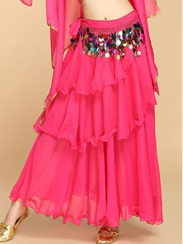 Однотонные сари в восточном стиле, индийские юбки, женские юбки для свадеб, джазовая одежда для танца живота с высокой талией, юбка для выступлений, шифоновая юбка
