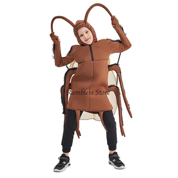 Забавный детский костюм таракана на Хэллоуин для детей, костюм Жука для мальчиков и девочек, косплей, комбинезон с капюшоном, реквизит для Хэллоуина, реквизит для Косплея
