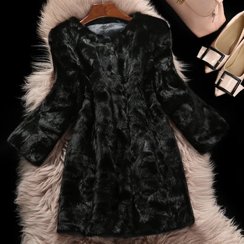 Новое Модное Фабричное Длинное Пальто Из Натурального Меха Норки Оптом От Производителя SR90