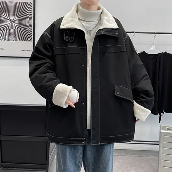 Винтажная хлопчатобумажная куртка-сафари Оверсайз, пальто, новинка зимы 2023, Корейская теплая пуховая куртка для путешествий на открытом воздухе с несколькими карманами, мужская