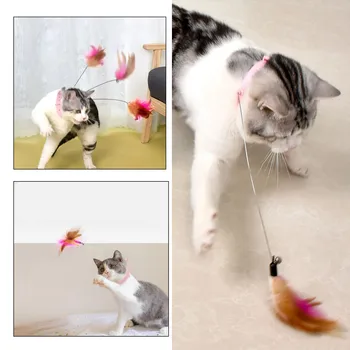 Ошейник-дразнилка из кошачьих перьев Забавная Интерактивная игрушка, улучшающая IQ, улучшающая IQ, Силиконовый ошейник для кошек, тренирующий котенка