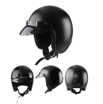 Новые легкие шлемы для мотокросса из углеродного волокна хорошего качества винтажные ретро 3/4 шлем с открытым лицом casque motocross бесплатная доставка