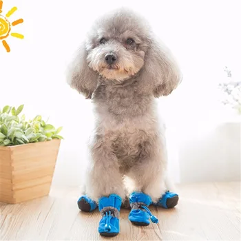 4 шт./компл. 7 размеров нейлоновой хлопчатобумажной обуви для домашних собак, водонепроницаемых нескользящих зимних собачьих дождевиков, обуви для щенков, маленьких кошек, собак