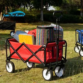 Продается металлическая карманная тележка для пикника на открытом воздухе с 4 колесами, садовая тележка для пляжного кемпинга