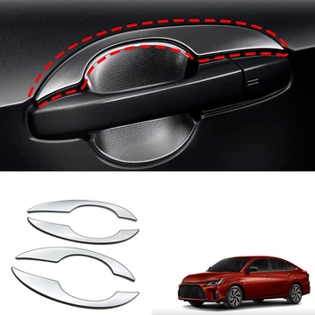 4 шт. Хромированная Серебристая Внешняя сторона автомобиля, Дверная ручка, рамка, Накладка для Toyota Yaris Ativ/VIOS 2022 2023